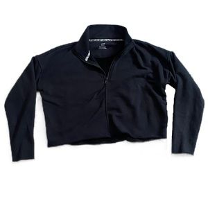 Aerie black oversized cropped quarter-zip pullover size XS